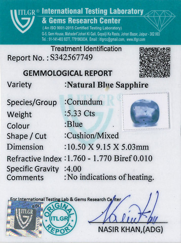 Blue Sapphire - 5.33 Carat