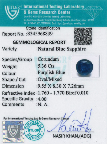 Blue Sapphire - 5.36 Carat