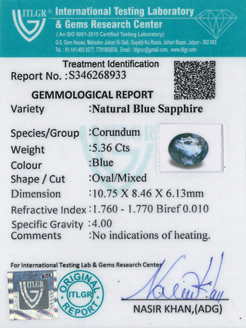 Blue Sapphire - 5.36 Carat