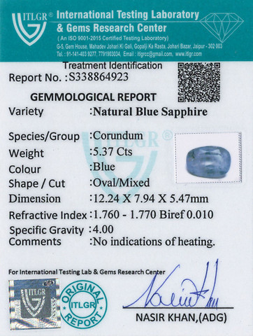 Blue Sapphire - 5.37 Carat