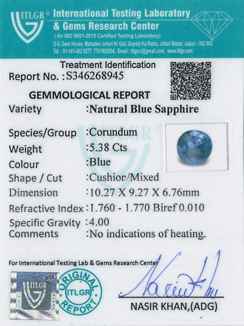 Blue Sapphire - 5.38 Carat