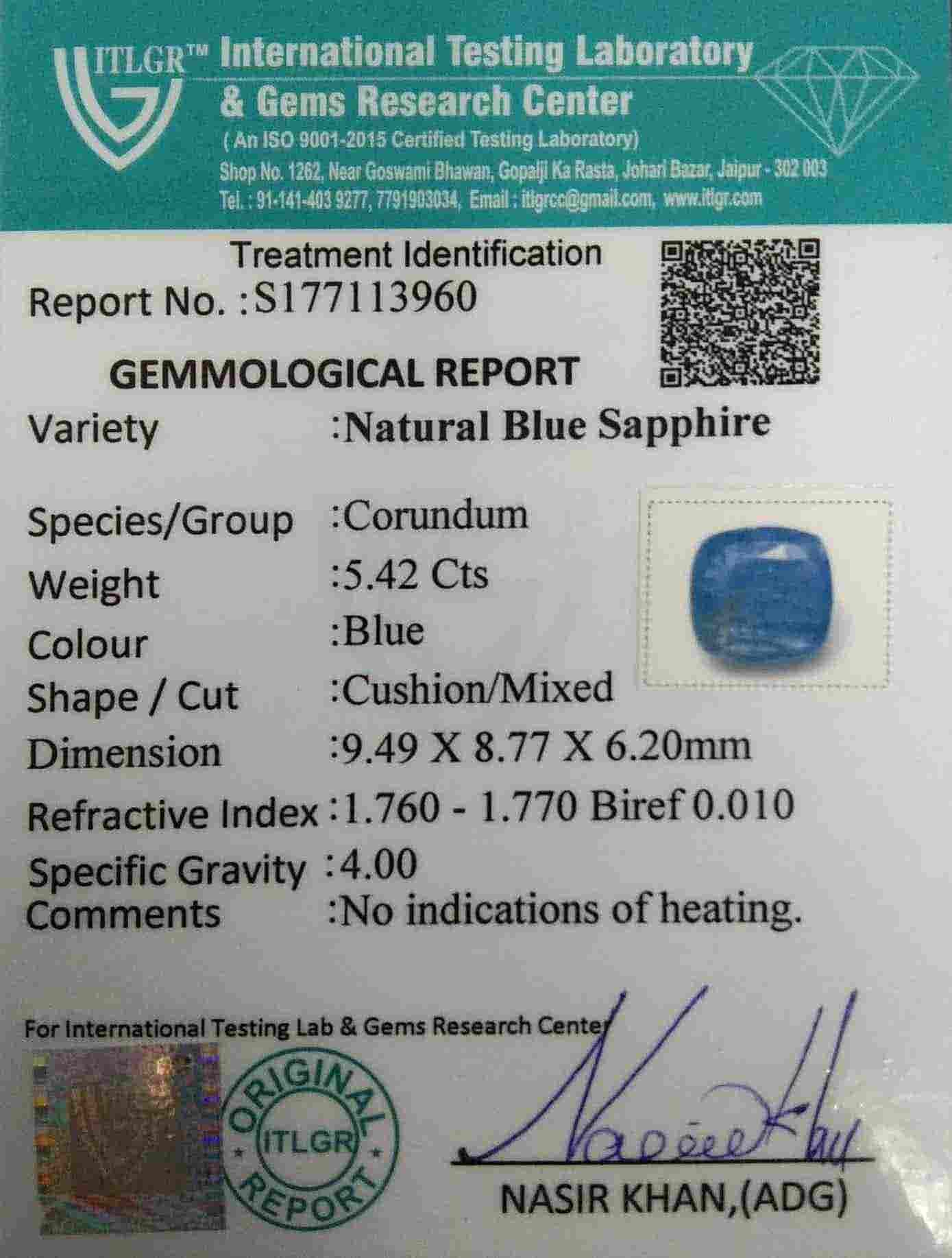 Blue Sapphire - 5.42 Carat