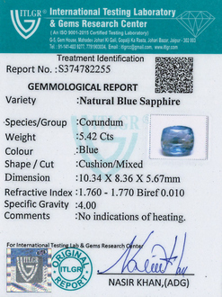 Blue Sapphire - 5.42 Carat