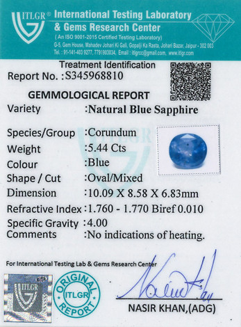 Blue Sapphire - 5.44 Carat
