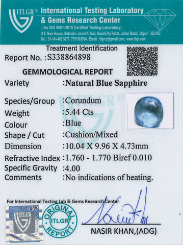 Blue Sapphire - 5.44 Carat