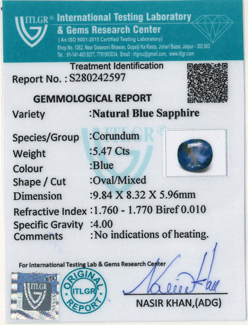 Blue Sapphire - 5.47 Carat