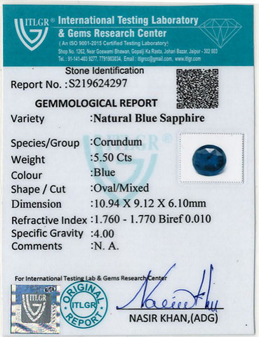Blue Sapphire - 5.5 Carat