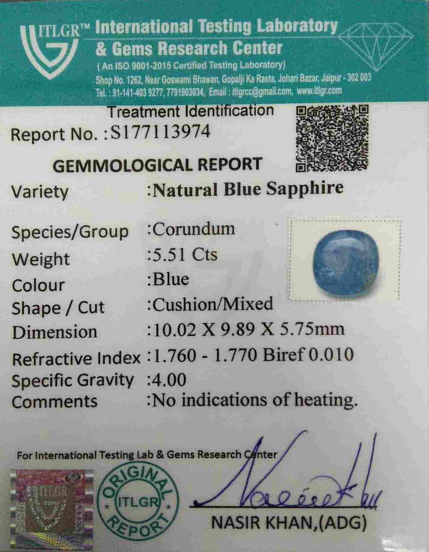 Blue Sapphire - 5.51 Carat
