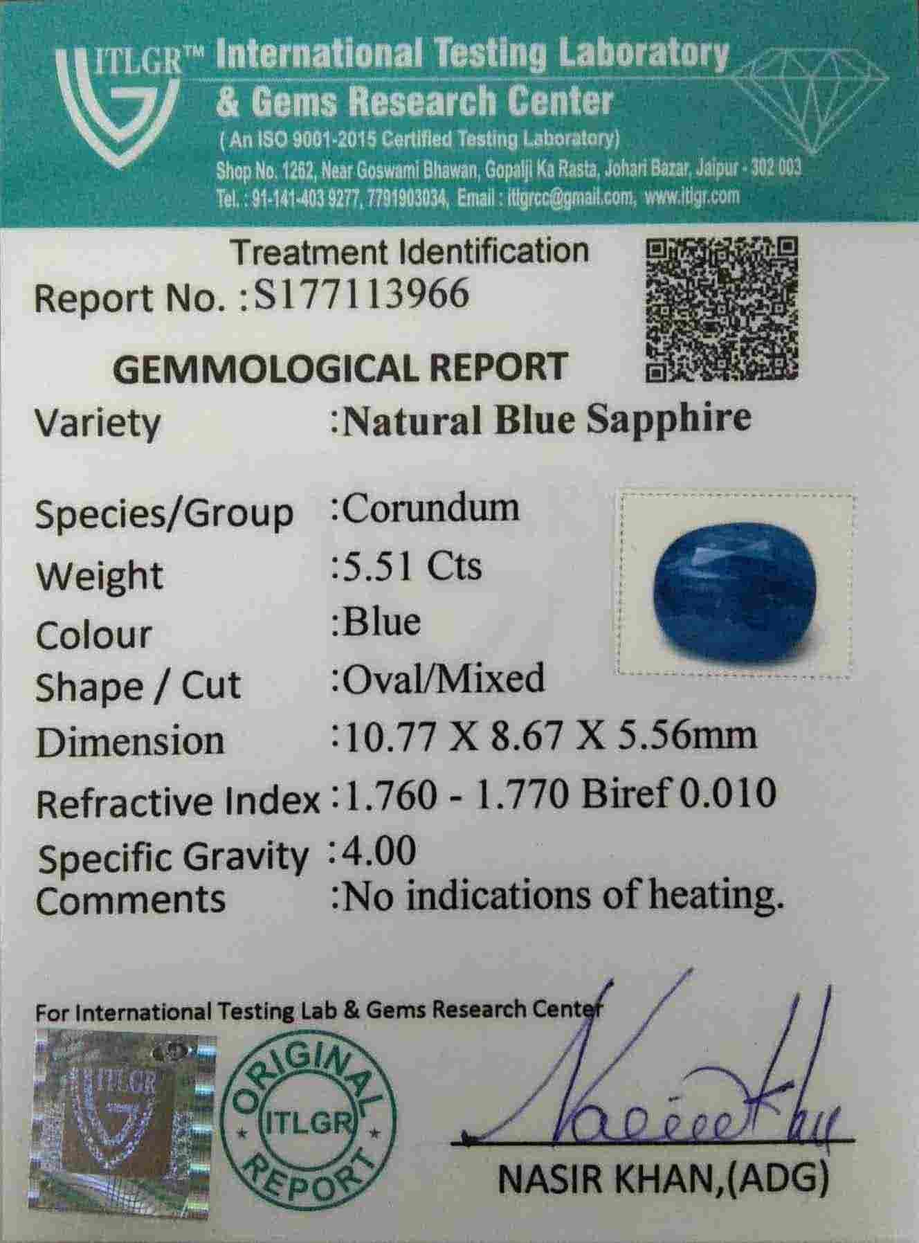Blue Sapphire - 5.51 Carat