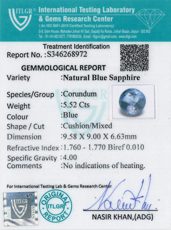 Blue Sapphire - 5.52 Carat