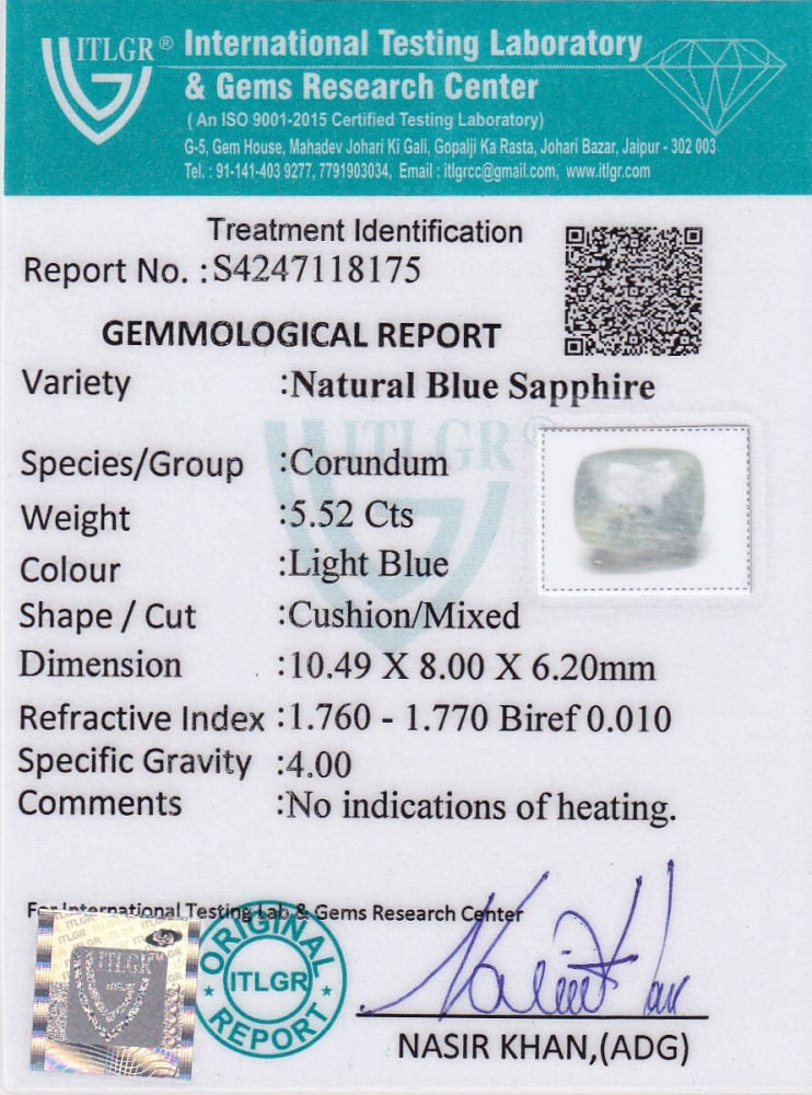 Blue Sapphire - 5.52 Carat