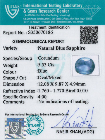 Blue Sapphire - 5.53 Carat