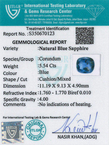 Blue Sapphire - 5.54 Carat