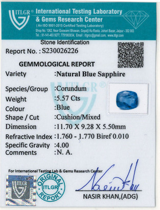 Blue Sapphire - 5.57 Carat
