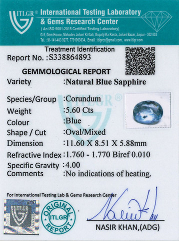 Blue Sapphire - 5.6 Carat