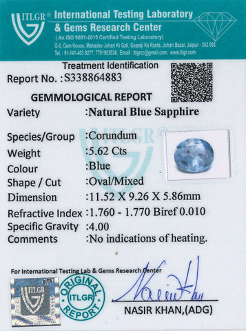 Blue Sapphire - 5.62 Carat