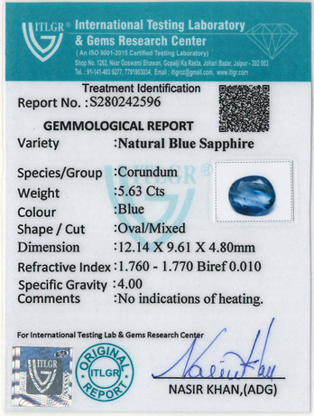 Blue Sapphire - 5.63 Carat