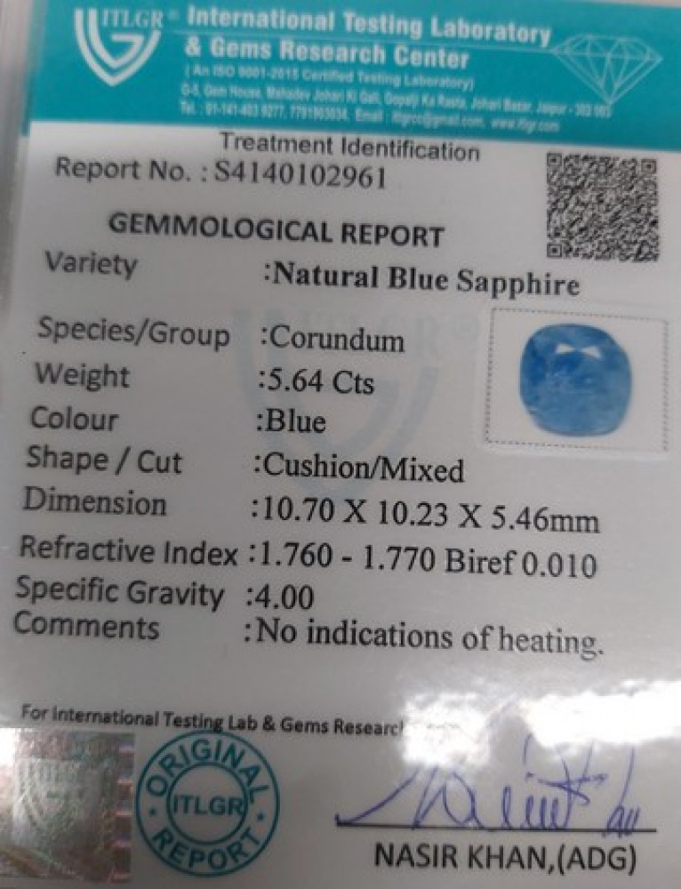 Blue Sapphire - 5.64 Carat