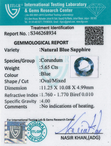 Blue Sapphire - 5.65 Carat