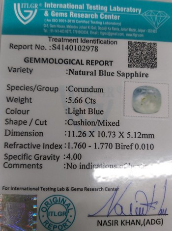 Blue Sapphire - 5.66 Carat