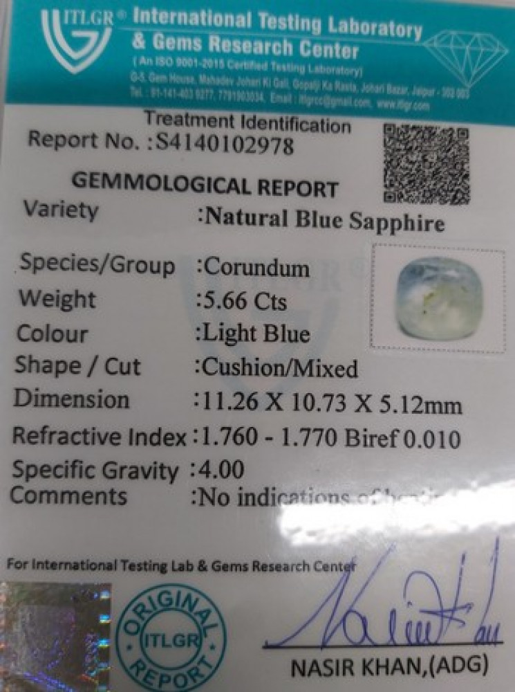 Blue Sapphire - 5.66 Carat