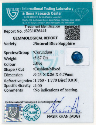 Blue Sapphire - 5.67 Carat