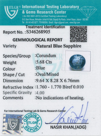Blue Sapphire - 5.68 Carat