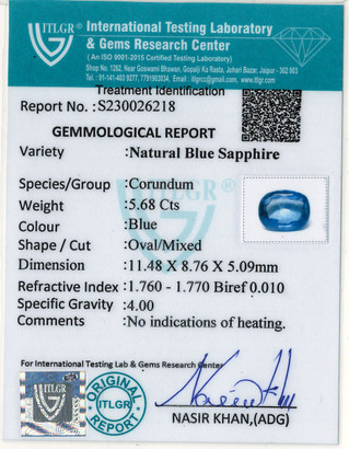 Blue Sapphire - 5.68 Carat