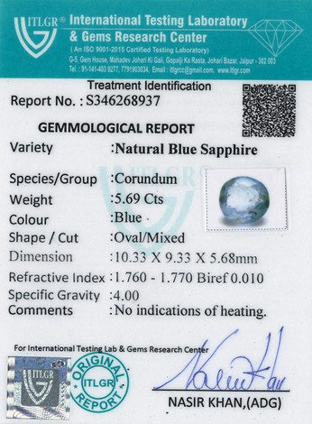 Blue Sapphire - 5.69 Carat