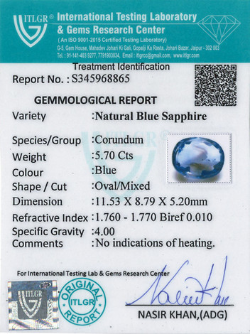 Blue Sapphire - 5.7 Carat