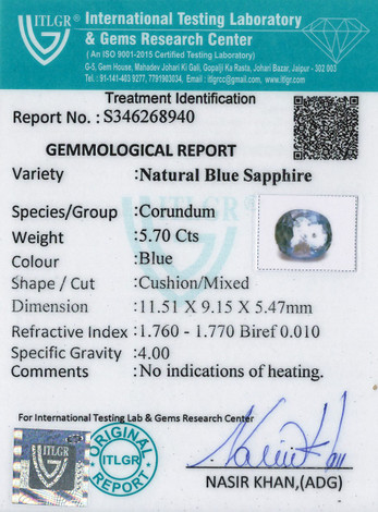 Blue Sapphire - 5.7 Carat