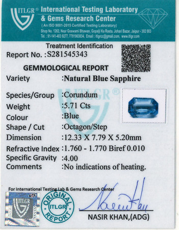 Blue Sapphire - 5.70 Carat