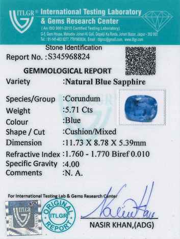 Blue Sapphire - 5.71 Carat