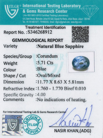 Blue Sapphire - 5.71 Carat