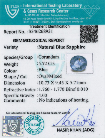 Blue Sapphire - 5.72 Carat