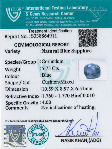 Blue Sapphire - 5.75 Carat