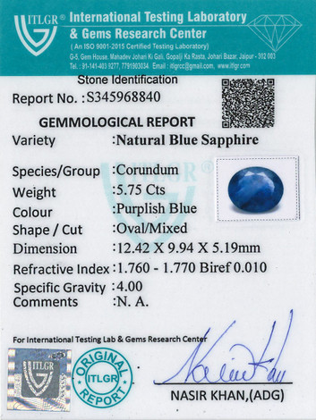 Blue Sapphire - 5.75 Carat