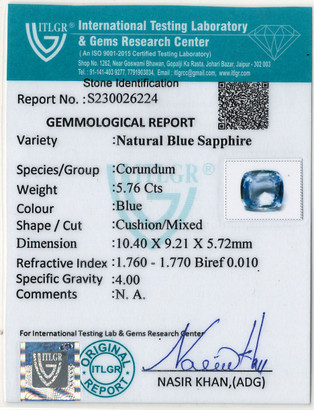 Blue Sapphire - 5.76 Carat