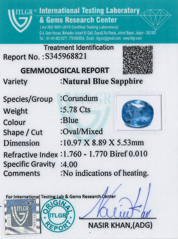 Blue Sapphire - 5.78 Carat