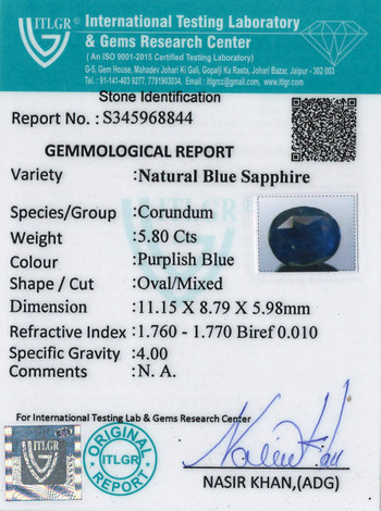 Blue Sapphire - 5.8 Carat