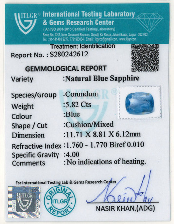 Blue Sapphire - 5.82 Carat