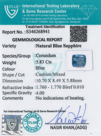 Blue Sapphire - 5.83 Carat