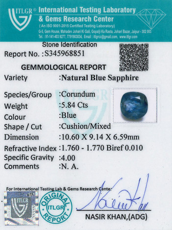 Blue Sapphire - 5.84 Carat