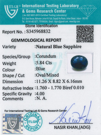 Blue Sapphire - 5.84 Carat