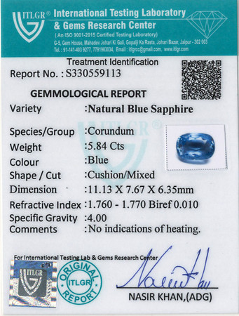 Blue Sapphire - 5.84 Carat