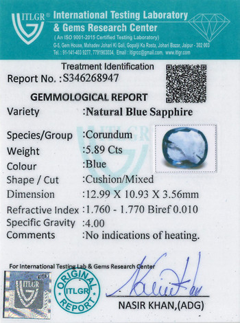 Blue Sapphire - 5.89 Carat