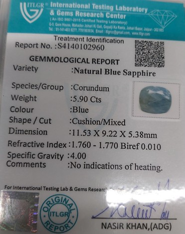 Blue Sapphire - 5.9 Carat