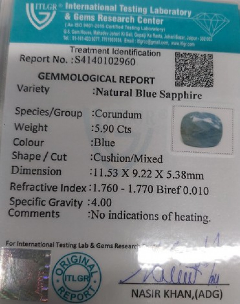 Blue Sapphire - 5.9 Carat