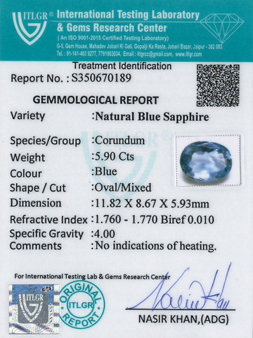 Blue Sapphire - 5.9 Carat