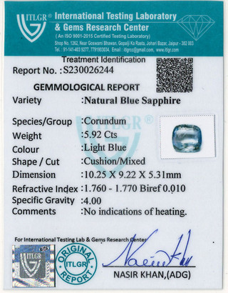 Blue Sapphire - 5.92 Carat